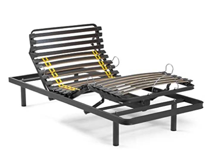 Ferlex - Elektrisches Lattenrost mit 5 Ebenen Sehr robuste Struktur Kabellose Fernbedienung Buchenholzlatten (70x190)