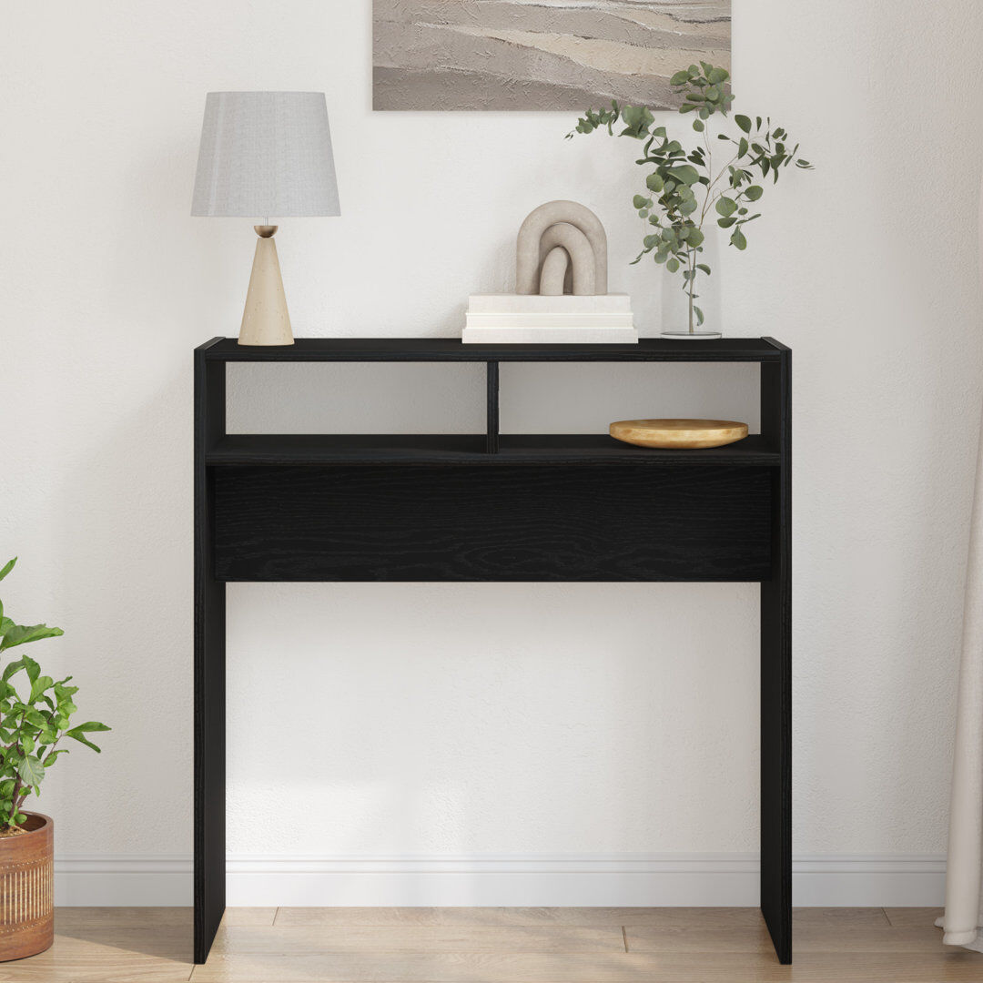 17 Stories Goar Console Table Engineered Wood Accent Couch End Side Table Black Oak 78 cm