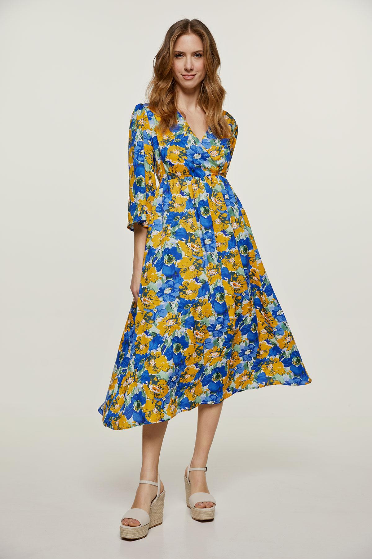 Florales Empire-Linien-Midikleid