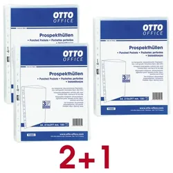 OTTO Office 2+1 Aktion: 3x Prospekthülle »Standard« A4 genarbt, oben offen transparent, 23.1x30.4 cm