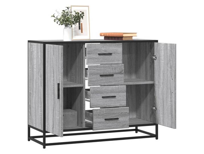 vidaXL Sideboard vidaXL Sideboard Grau Sonoma 92x35x76 cm Holzwerkstoff