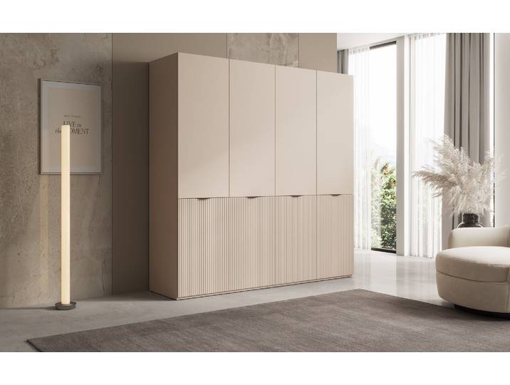 Moduro Elen – Zweimoduliger Kleiderschrank mit strukturierter Front - Beige - Luxusbetten24