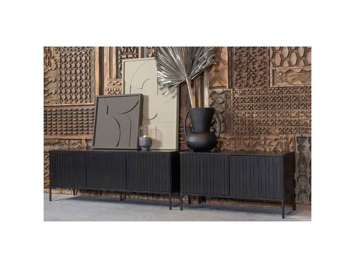 Kommode 100 x 56 x 44cm Schwarz/Schwarz