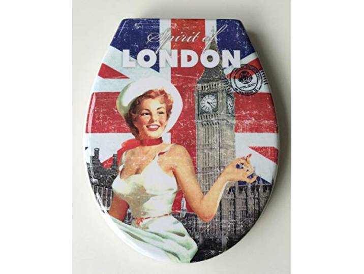 ADOB Design WC Sitz Spirit of London Klobrille Klodeckel Toilettendeckel aus Duroplast, Absenkautomatik, Softclose, zur Reinigung abnehmbar, 59831