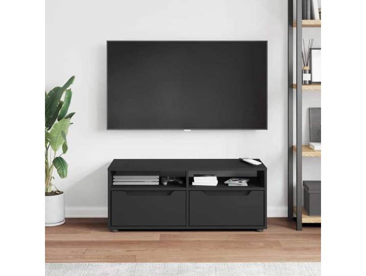 CHIC Noir Meuble TV Moderne - ZENCORE - MEUBLE DE SEJOUR - Cabinet TV - VISNES noir 100x40x38cm - Bois d'ingénierie 5480