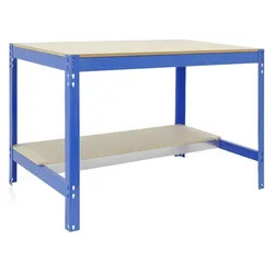 PROREGAL Werkbank BUFFALO | HxBxT 84x120x61cm | Traglast 600kg | Blau | Werktisch Arbeitstisch Arbeitsbank