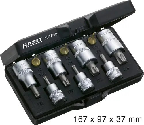 Hazet Steckschlüssel-Bit-Einsatz-Set 1/4 (6.3 mm), 1/2 (12.5 mm), 3/8 (10 mm) 10teilig 1557/10