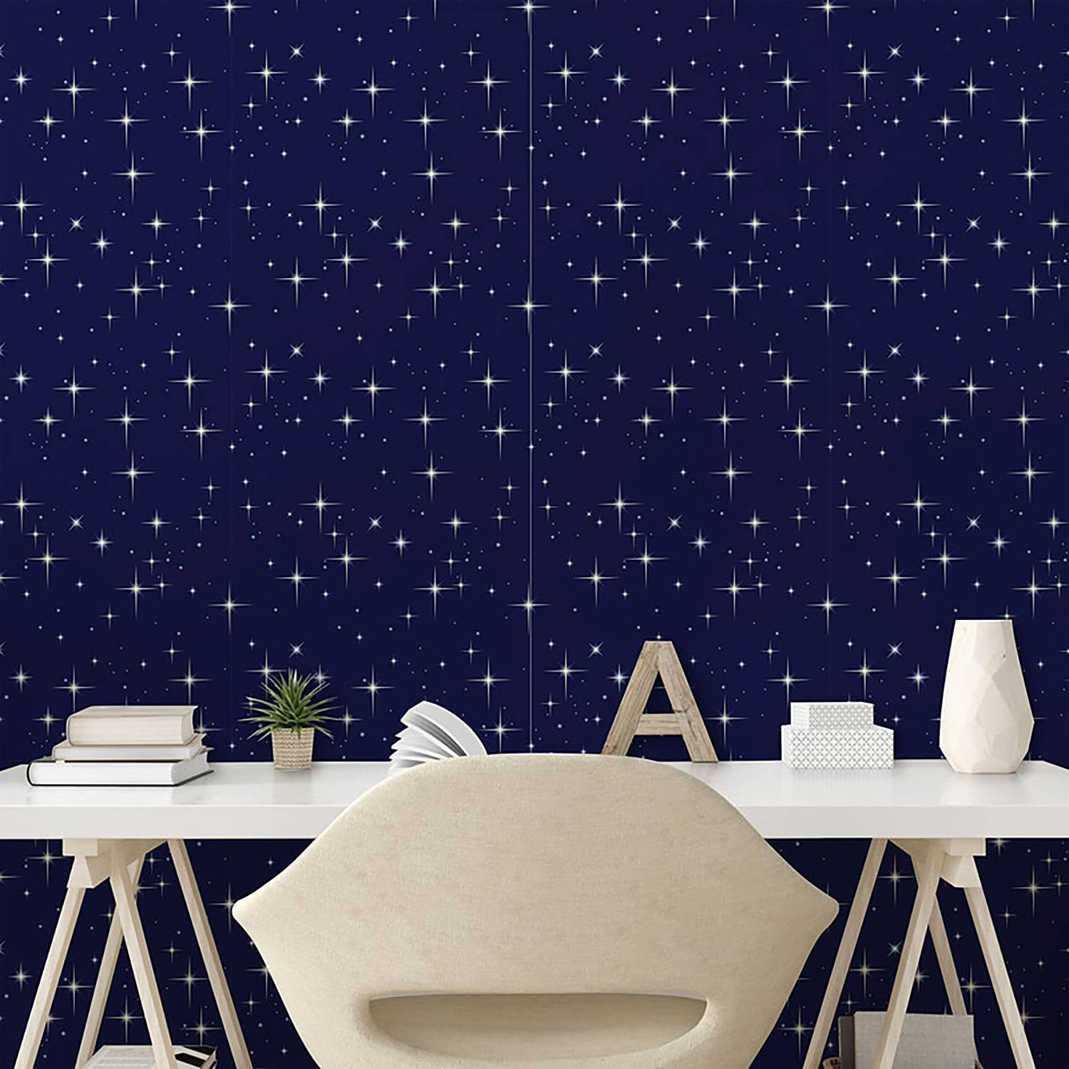 home24 Behang Space Abstract Mural Paars Blauw 250 cm