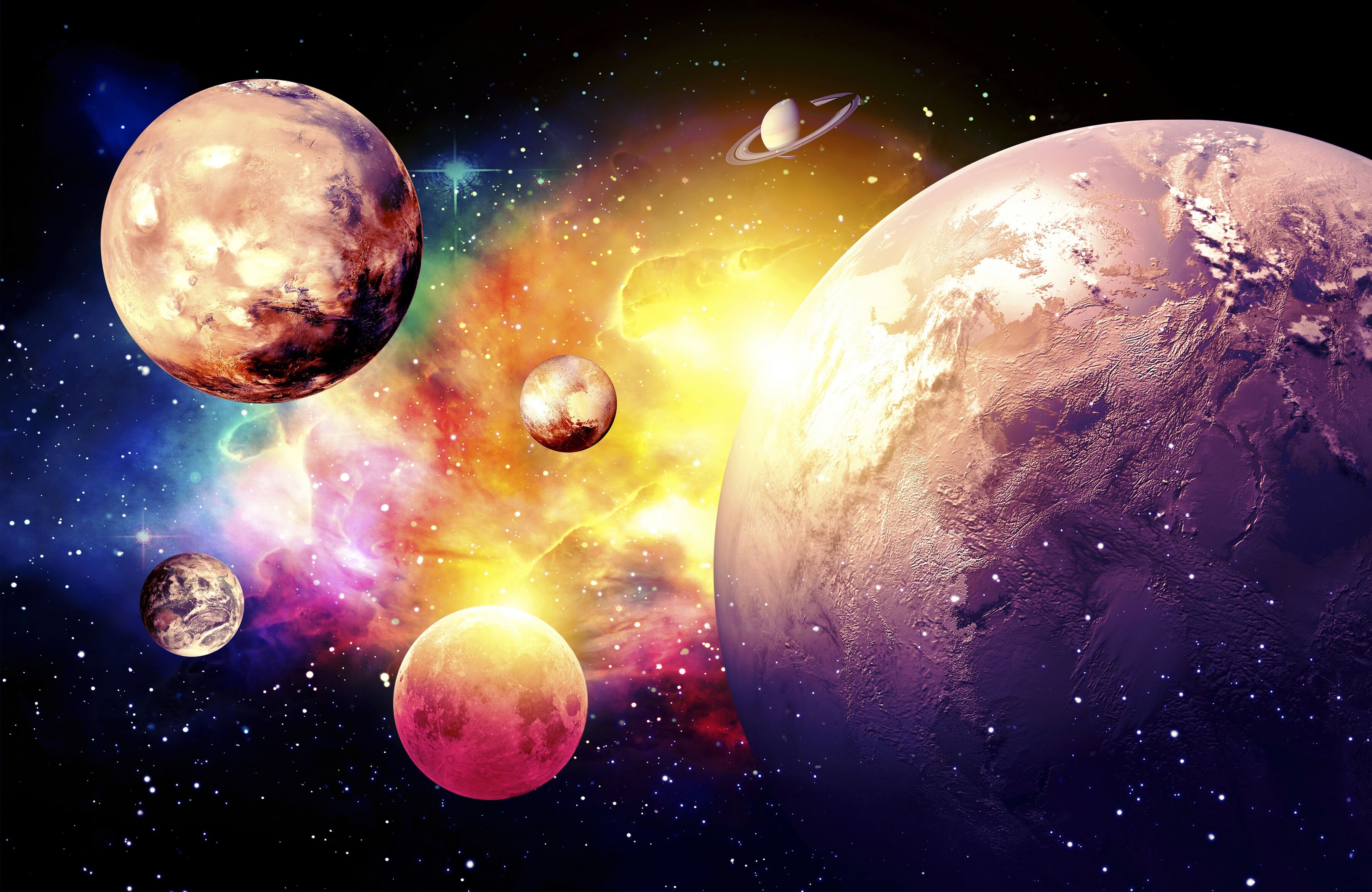 Fototapete PAPERMOON "GALAXIE-WELTALL UNIVERSUM PLANETEN SOLAR SYSTEM STERNE", bunt, B:3m L:2,23m, Vlies, Tapeten, Fototapete bunt B/L: 3m x 2,23m, Bahnen: 6 Stk.