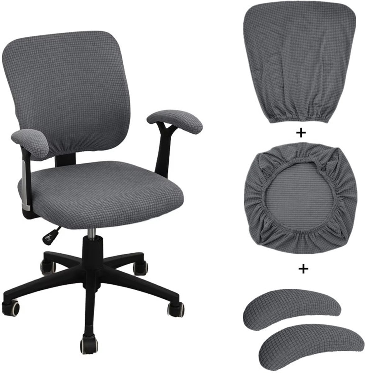 4-delige set stretchhoezen voor eetkamerstoelen, lichtgrijs