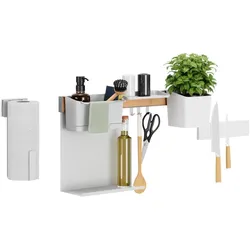 tesa Küchenorganizer Kombi-Set XL, Küchen Organizer, Mehrfarbig, Weiss, Braun