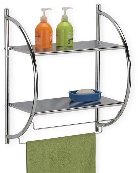 Azomor Wandplank voor de badkamer met handdoekhouders en chroomafwerking