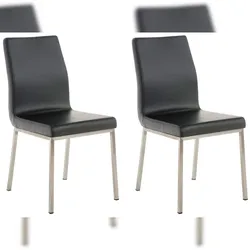 Proregal CHEFGASTRO 2er Set Esszimmerstuhl FLORIANOPOLIS HxBxT 88x40x50cm Kunstleder Schwarz Küchenstuhl