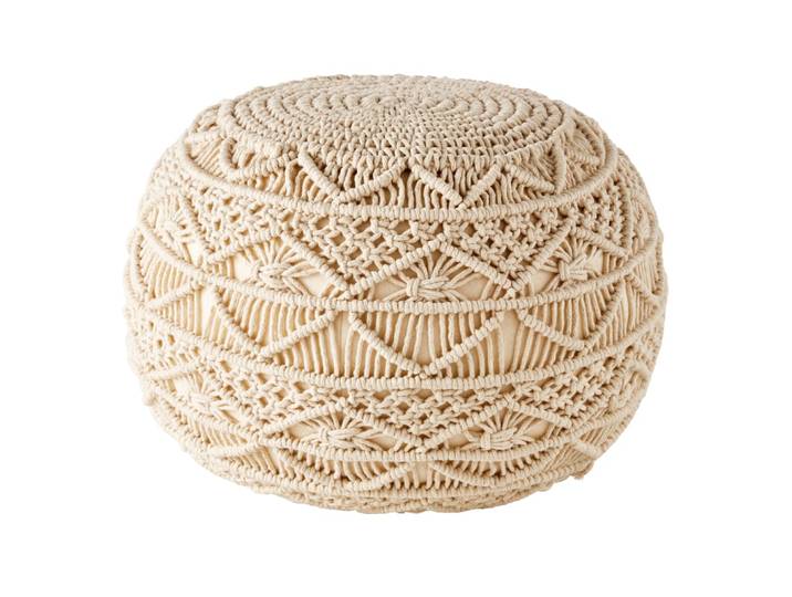 Pouf en coton macramé