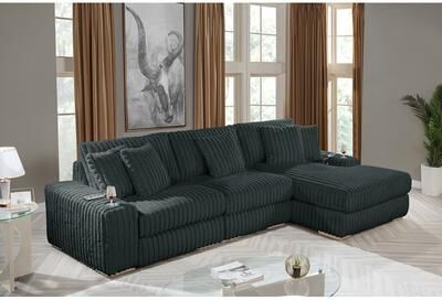 Best Quality Furniture 3pc Reversible Sectional w/ 2Cupholders and 2 USBs.