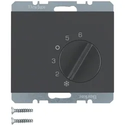 Berker 20267106 Einsatz Temperaturregler mit Wechsler + Zentralstck K1 anthrazit matt, Thermostat, Grau
