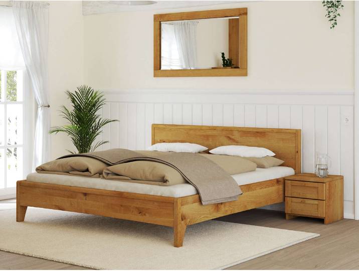 Wildeichenbett „Katja“ 200 x 210 cm Massivholz Wildeiche