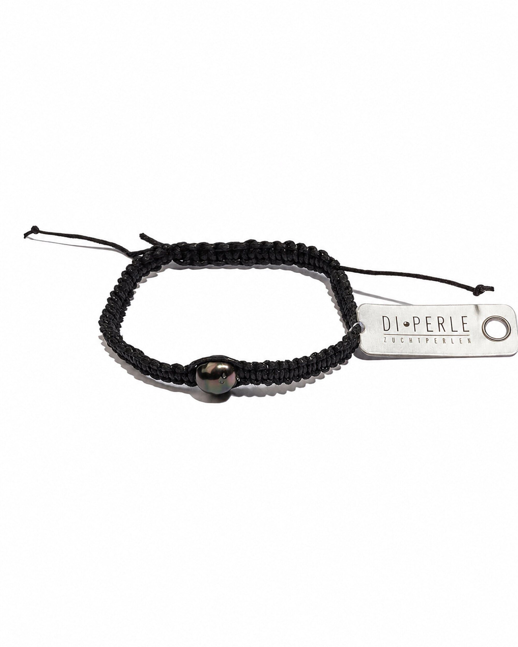 Perlenarmband DI PERLE "Tahitiperlen Armschmuck Armband, 21 cm, Makramee", schwarz (anthrazit, grau), Armbänder, Damen, diperle_21, Perlen, Perlenarmband
