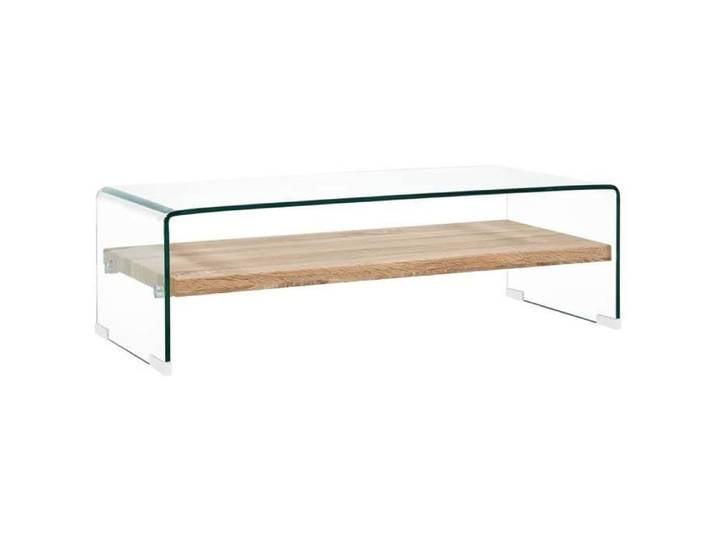 SALE 2026  Table à café Transparent - Table basse Clair 98x45x31cm Verre trempé PRO346973974