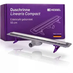 Kessel Linearis Compact Duschrinne 45600.61M  flache Bodenablaufrinne für  bodengleiche Duschen, 550mm, mit Dichtmanschette, Ablaufgrundkörper