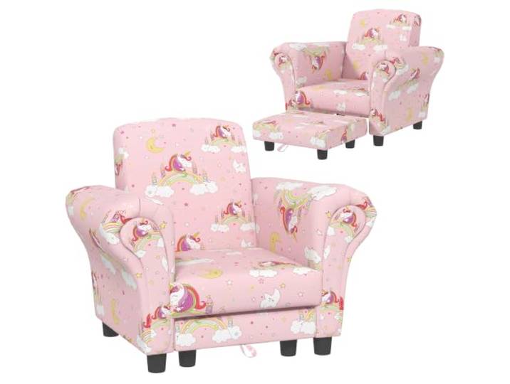 AIYAPLAY Kinder-Sessel mit Hocker Wolken-Design 2-teilig 1,5-3 Rosa Kindersofa-Set, Holzrahmen, gepolsterter Sessel, Schlafzimmer, Spielzimmer, Kinderzimmer