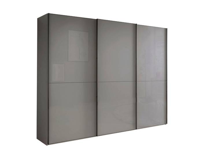 Chameo Schwebetürenschrank, Lavagrau, Glas, 9 Fächer, 225x217x67 cm, Schlafzimmer, Kleiderschränke, Schwebetürenschränke