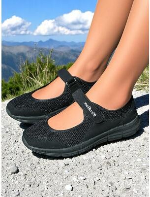 LightInthebox Women's Breathable Mesh Walking Shoes with Magic Tape Strap – Lightweight Athletic Flats, Great for Outdoor Fitness, Travel Hikes, Casual Errands Active Lifestyles