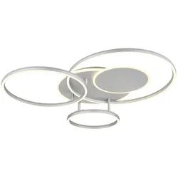 LED Deckenlampe Deckenleuchte Wohnzimmerlampe Dimmbar Silber Metall H 80,7 cm
