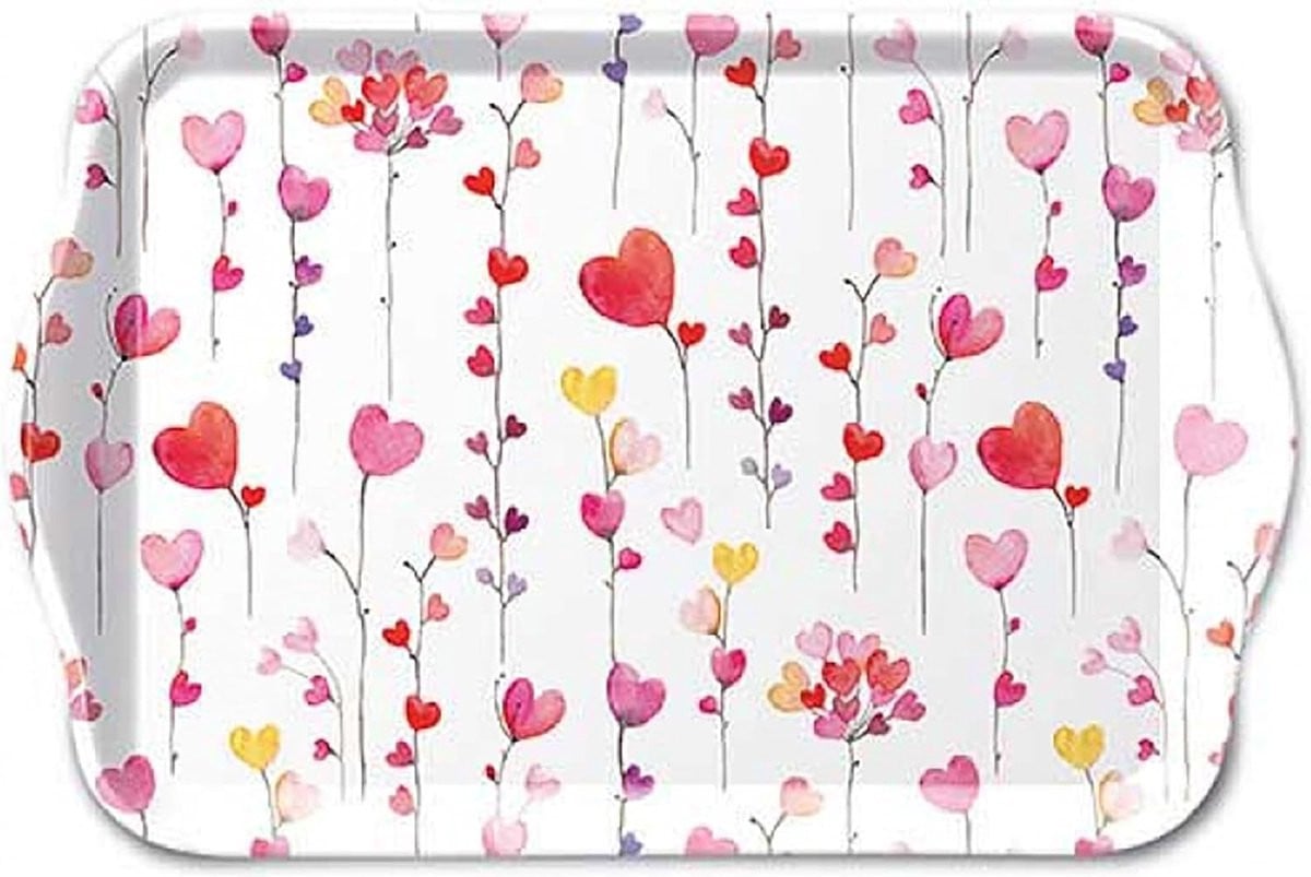 Decoratief klein dienblad serveerschaal melamine rood roze B: 21 cm, D: 13 cm