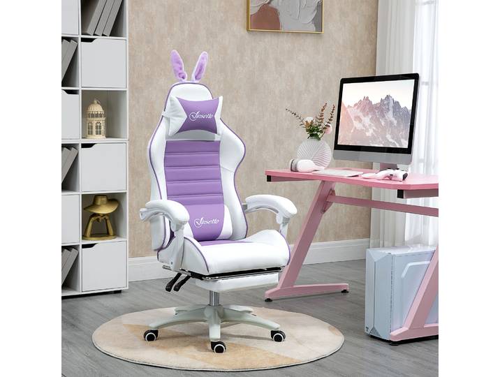 Vinsetto Chaise Gaming Inclinable Cuir Synthétique Violet