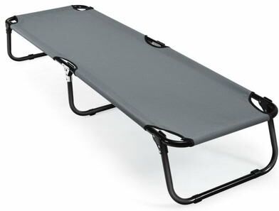 Costway Outdoor Folding Camping Bed for Sleeping Hiking Travel-Gray