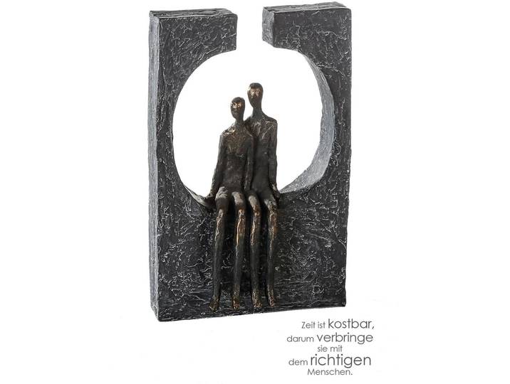 Dekofigur CASABLANCA BY GILDE Skulptur Zweisamkeit , braun (bronzefarben), B:18cm H:28cm T:7cm, Polyresin, Dekofiguren, Dekofigur, Dekoobjekt, Höhe 28 cm, Pärchen, mit Spruchanhänger, Wohnzimmer