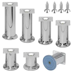 ID Dinkel 8er Set CHROM Möbelfüße für Sideboard aus Metall mit Schrauben Sockelfüße für Kommode Sofafüße