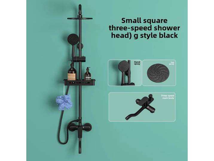 Ensemble de salle de bain, système de douche en or brossé, ensemble de douche de toilette, douche de salle de bain domestique, ensemble de pomme de douche chaude et froide
