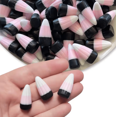 Inspire Curations 5PCS Mini Pink Candy Corn Resin Decorations Halloween DIY Craft Miniatures 10pcs