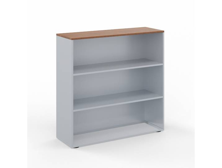 Regal Tradingzone GO Swiss 120.0 x 40.0 cm, Silbergrau/Nussbaum, 3 Ordner hoch, Neu - Optimal für Büro und Organisation