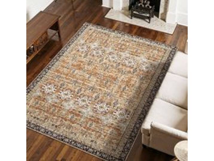 VEVOR Wohnzimmerteppich 2286x2896 mm, Kurzflor, waschbarer Flächenteppich, rutschfester Teppich, Vintage-Innenmatte für Schlafzimmer, Wohnzimmer, Büro, Eingangsbereich, Braungrün