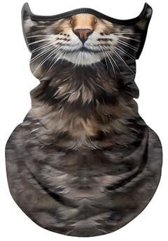 Uplift Essentials 3D Animal Print Ice Silk Bandana Cooling Breathable Face & Neck Protection grey Cat