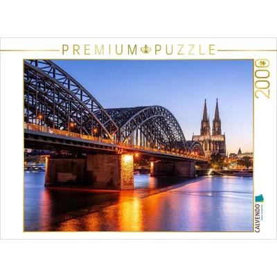 CALVENDO Puzzle Hohenzollernbrücke zur blauen Stunde | 2000 Teile Lege-Größe 90x67cm Foto-Puzzle für glückliche Stunden