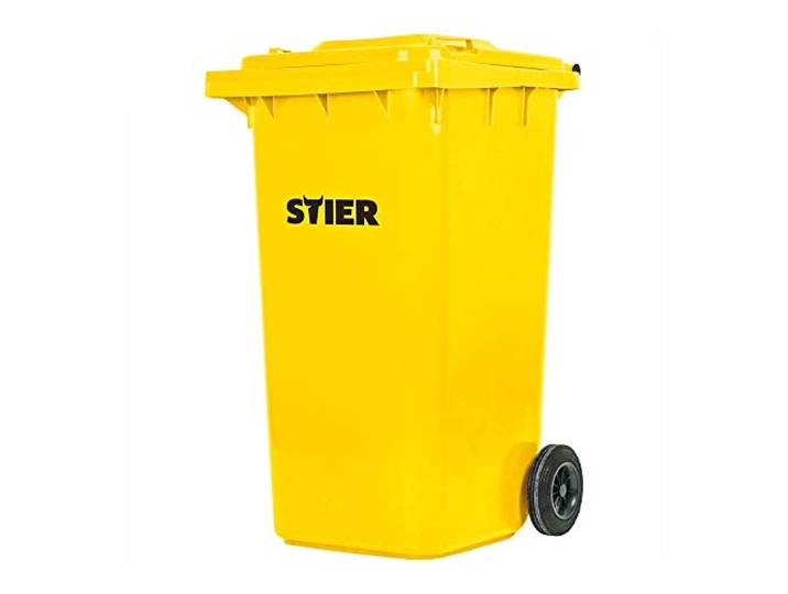 STIER 2-Rad-Müllgroßbehälter, Mülltonne, Volumen 240 Liter, Mülleimer, Farbe: Gelb, Größe: 576 x 720 x 1067 mm, Restmülltonne mit Rädern und Deckel, Universaltonne, Universaltonne