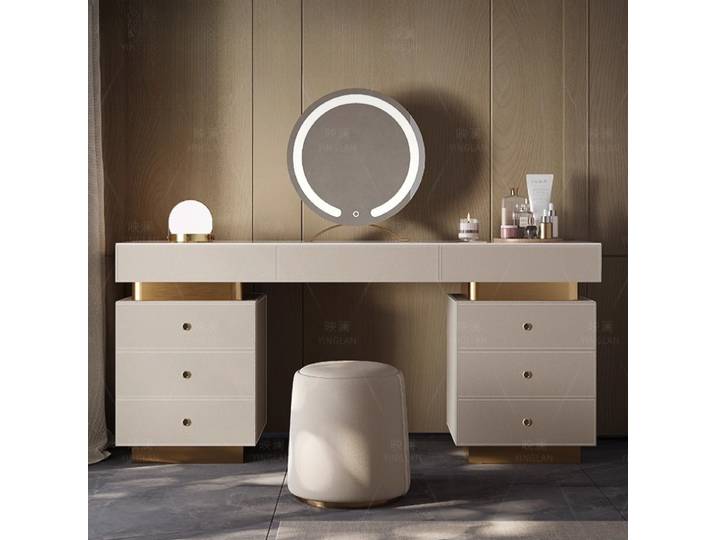 Chambre à coucher luxe maquillage vanité moderne haut de gamme design élégant pierre frittée coiffeuse coiffeuse de chambre meubles de maison