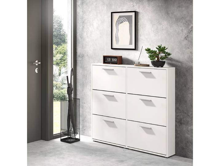 home24 Schoenenkast Samary 116 cm 116 x 103 x 17cm wit/wit