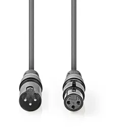 Nedis Balanced Audio-Kabel - XLR 3-Pin Stecker - XLR 3-Pin Buchse - Vernickelt - 15.0 m - Rund - PVC - Dunkelgrau - Kartonverpackung