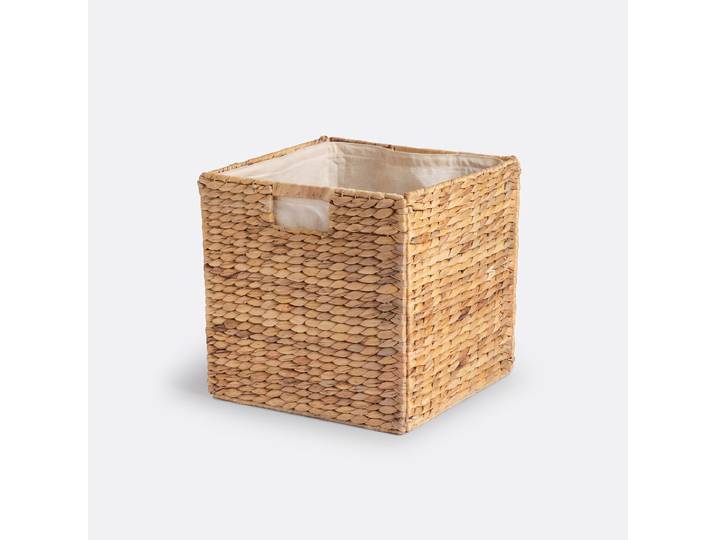 LA REDOUTE Panier de rangement, carré, en jacinthe d'eau tressée, hauteur 31 cm, LOMOPI Beige