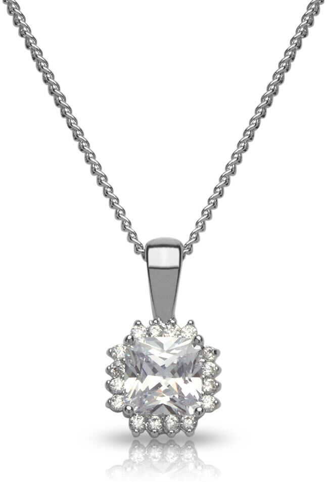 Unique Kette quadratischer Anhänger klar Modeschmuck silber