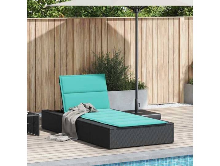 STAR SALE® Transat avec coussin - Résistance aux UV - flottant - noir résine tressée 210x100x27.5/47/67/79 cm T4818