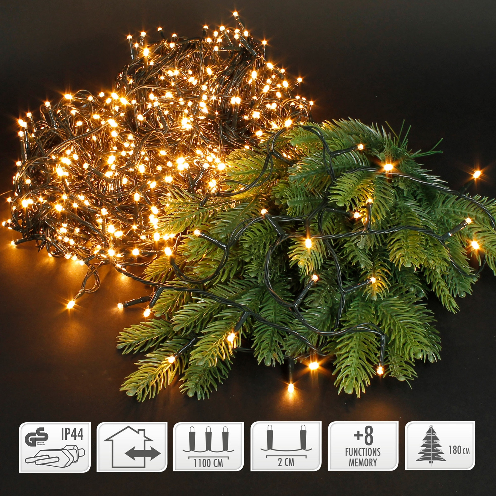 ECD Germany LED-lichtketting cluster met 560 LED's in warm wit licht met netvoeding