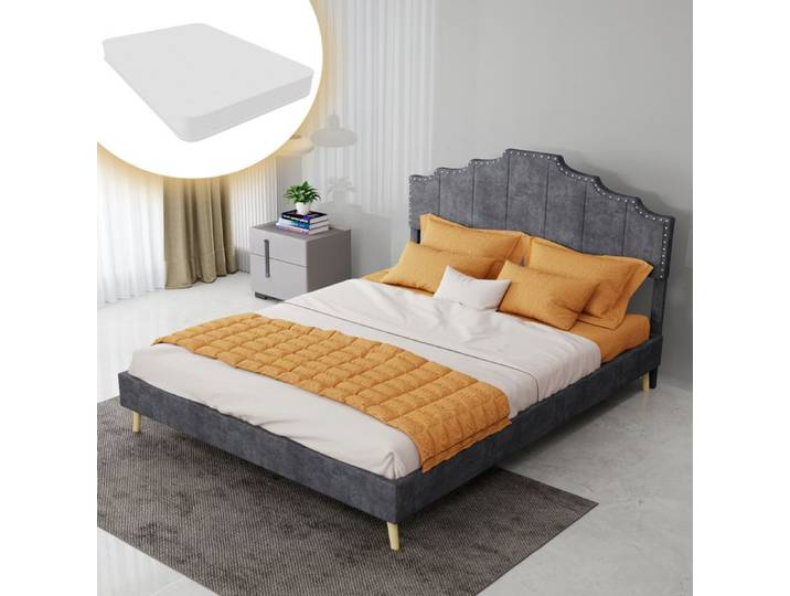 Lit moderne minimaliste doux Tête de lit confortable et doux 140*200CM Couchage 140 x 200 cm Dimensions 200 x 140 x 156 cm
