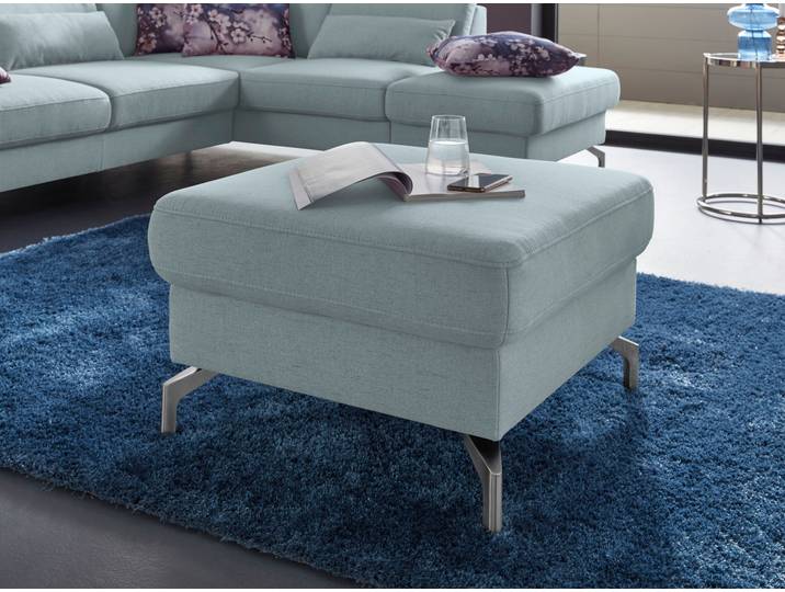 Hocker, Aqua, 72x46 cm, Feinstruktur, Mit Satinierter Ledern Fuß, Modern, SIT & MORE