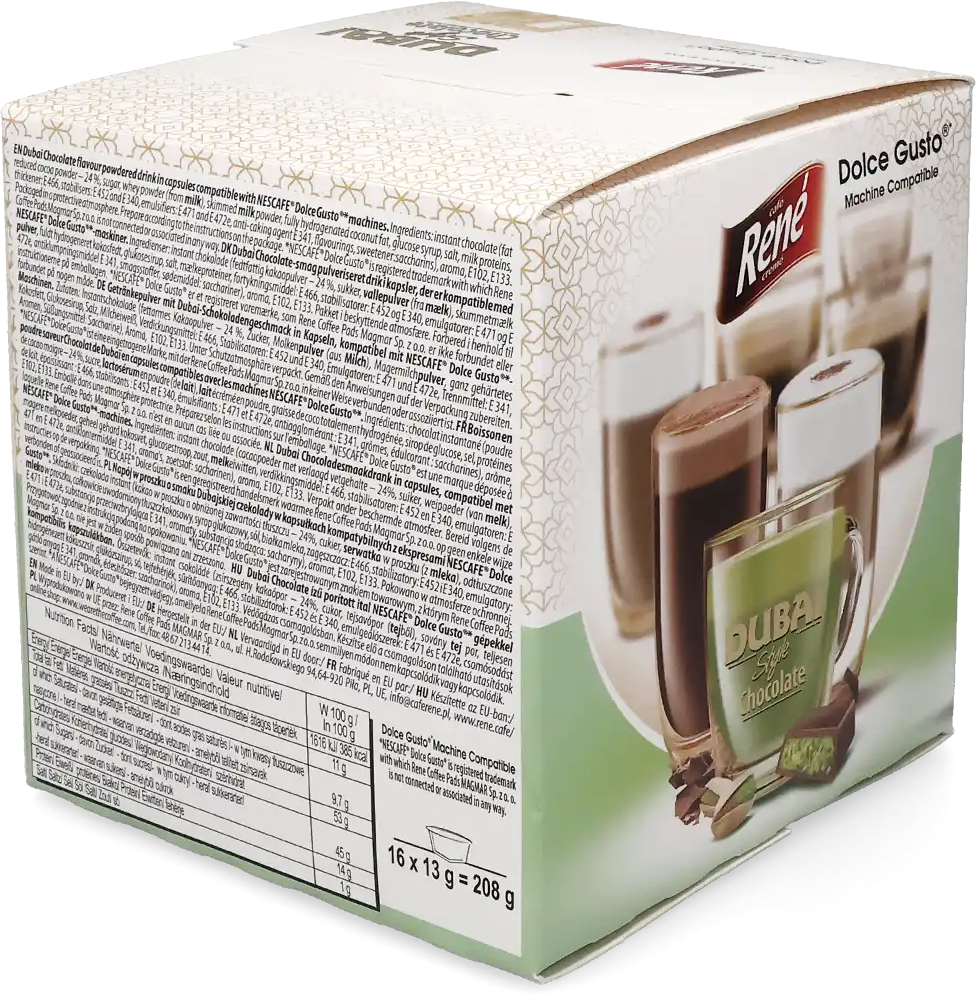 Café René   Chocolade in Dubai-stijl - 16 capsules voor Dolce Gusto